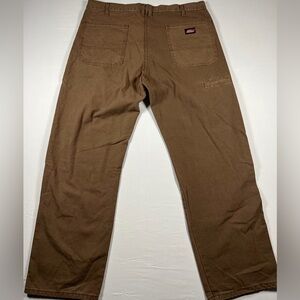Dickies Relaxed Fit Duck Carpenter Brown Canvas Workwear Pants Mens Size 38x30